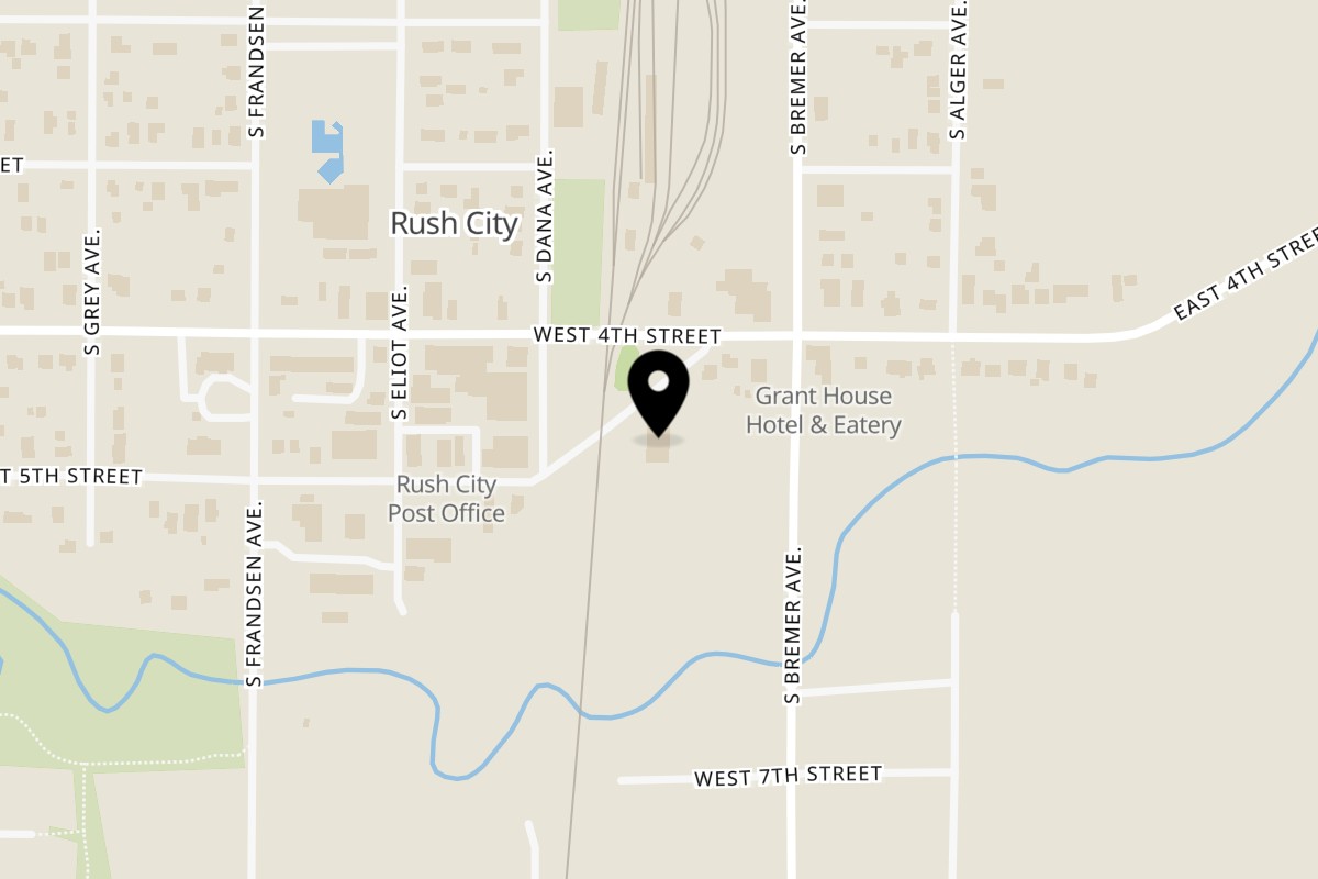 Map showing the location of El Mezcal Rush City on 180 W 5th St in Rush City